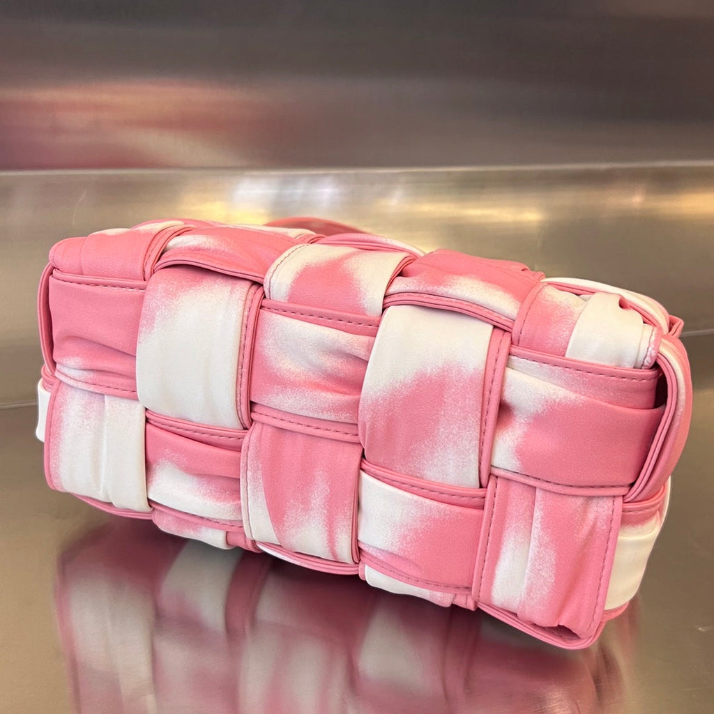 Bottega Veneta Small Brick Cassette 23 in Pink Mix White Soft Lambskin Bag