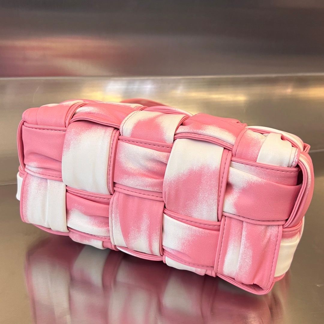 Bottega Veneta Small Brick Cassette 23 in Pink Mix White Soft Lambskin Bag