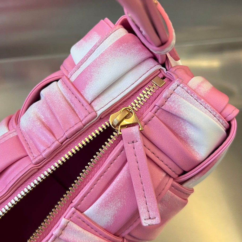 Bottega Veneta Small Brick Cassette 23 in Pink Mix White Soft Lambskin Bag