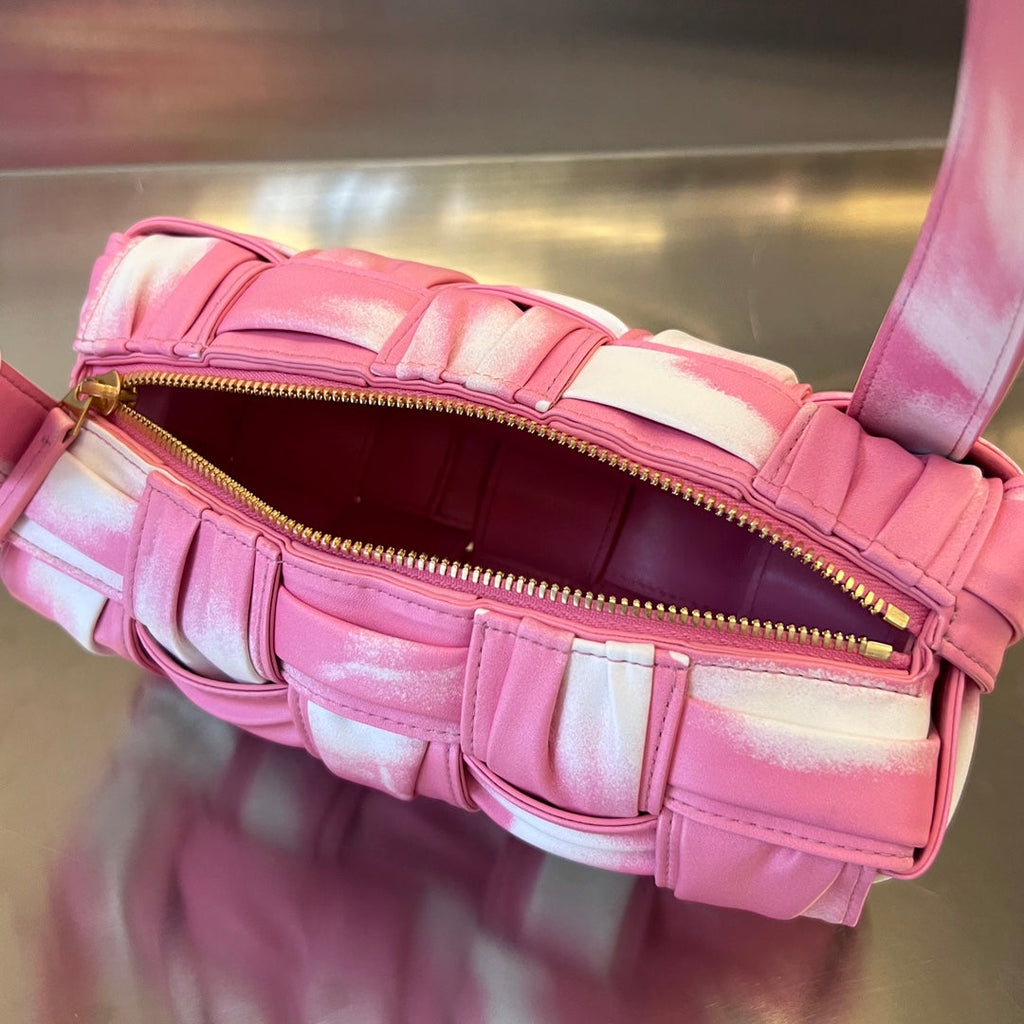 Bottega Veneta Small Brick Cassette 23 in Pink Mix White Soft Lambskin Bag