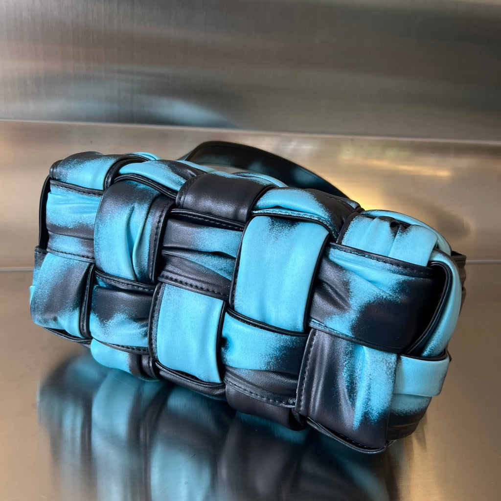 Bottega Veneta Small Brick Cassette 23 in Sky Blue Mix Black Lambskin Bag