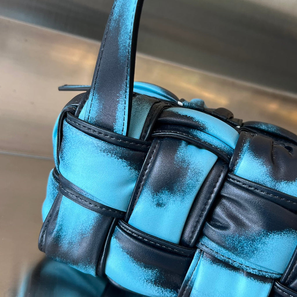 Bottega Veneta Small Brick Cassette 23 in Sky Blue Mix Black Lambskin Bag
