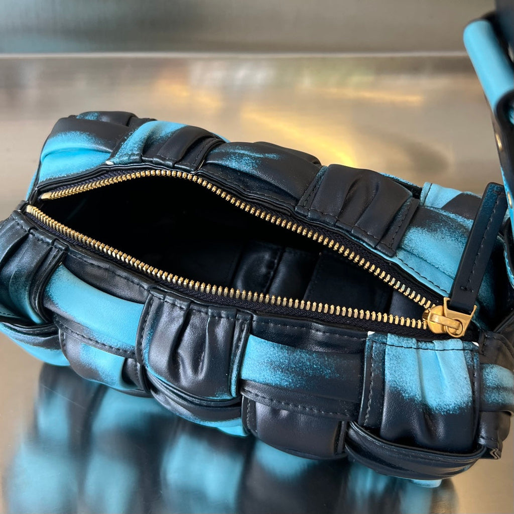Bottega Veneta Small Brick Cassette 23 in Sky Blue Mix Black Lambskin Bag