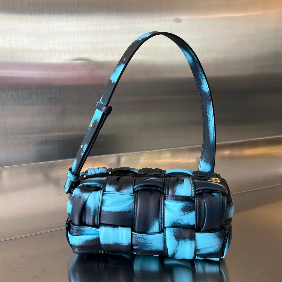 Bottega Veneta Small Brick Cassette 23 in Sky Blue Mix Black Lambskin Bag