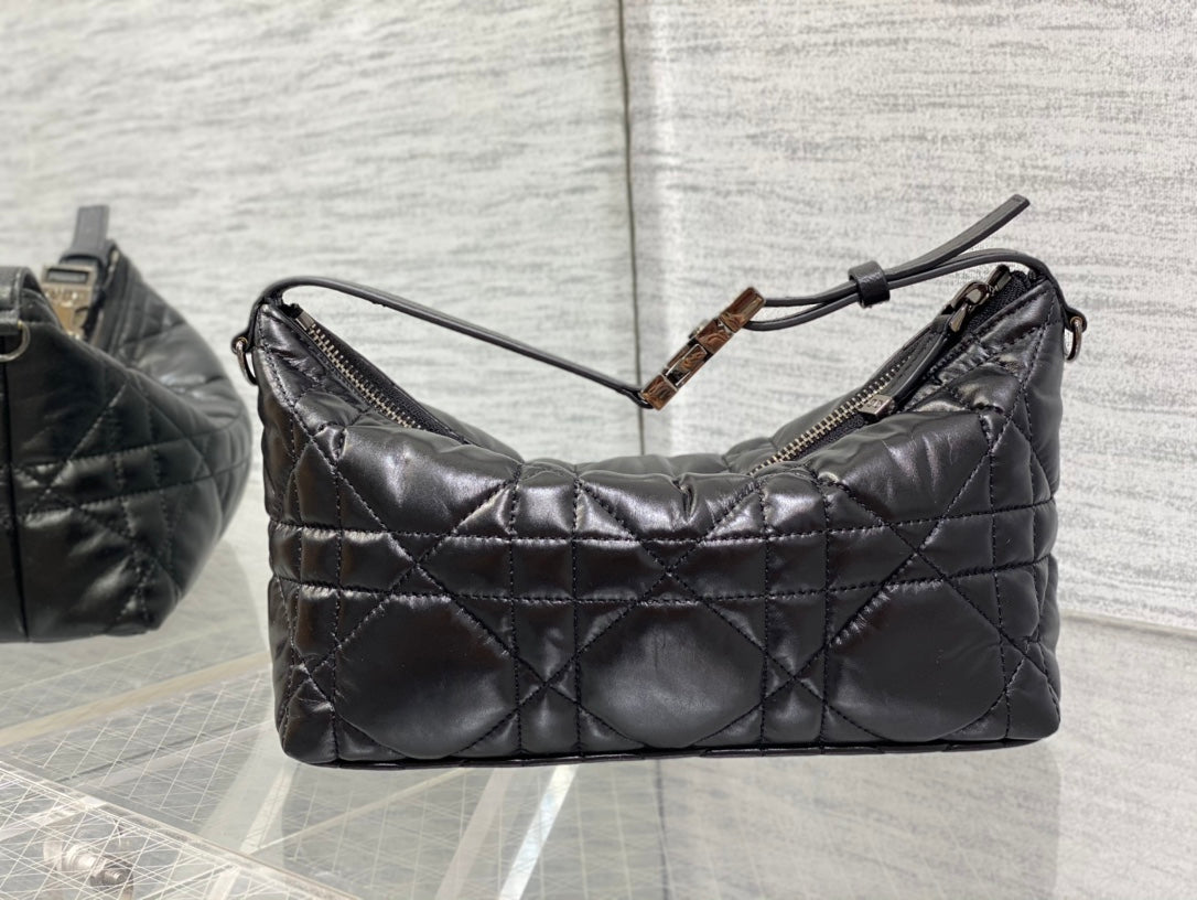Dior Travel Nomad Pouch 22 in Black Macrocannage Lambskin