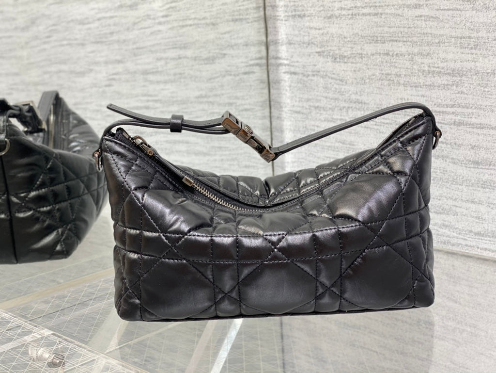 Dior Travel Nomad Pouch 22 in Black Macrocannage Lambskin
