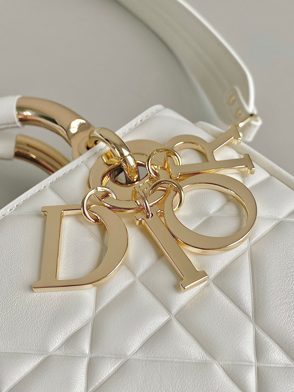 Dior Mini Lady 19 in White Lambskin Bag