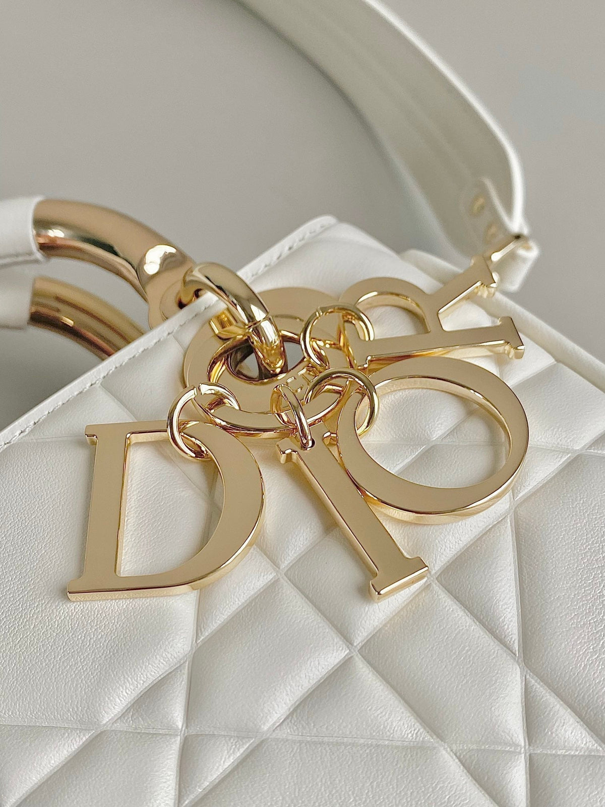 Dior Mini Lady 19 in White Lambskin Bag