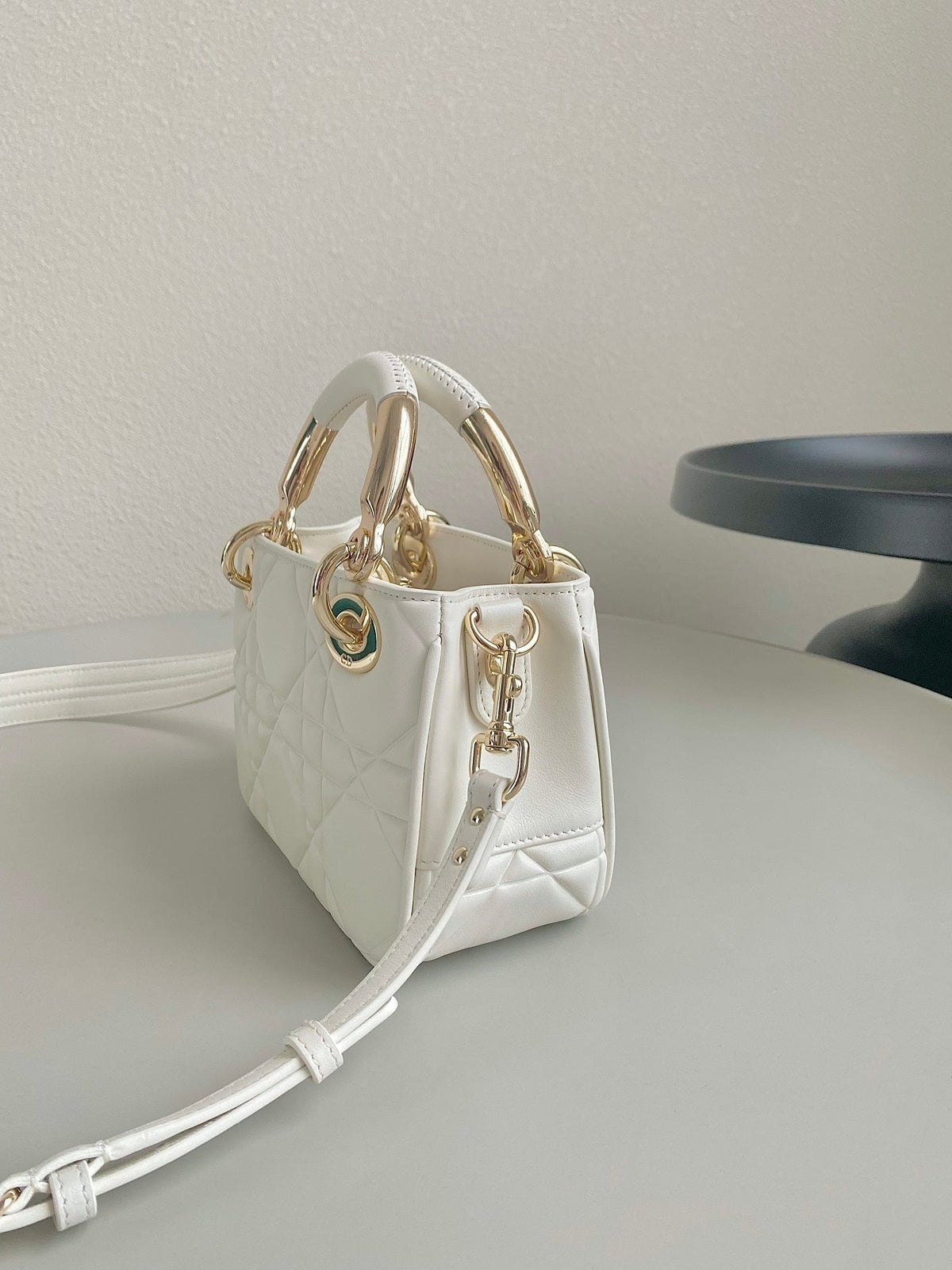 Dior Mini Lady 19 in White Lambskin Bag