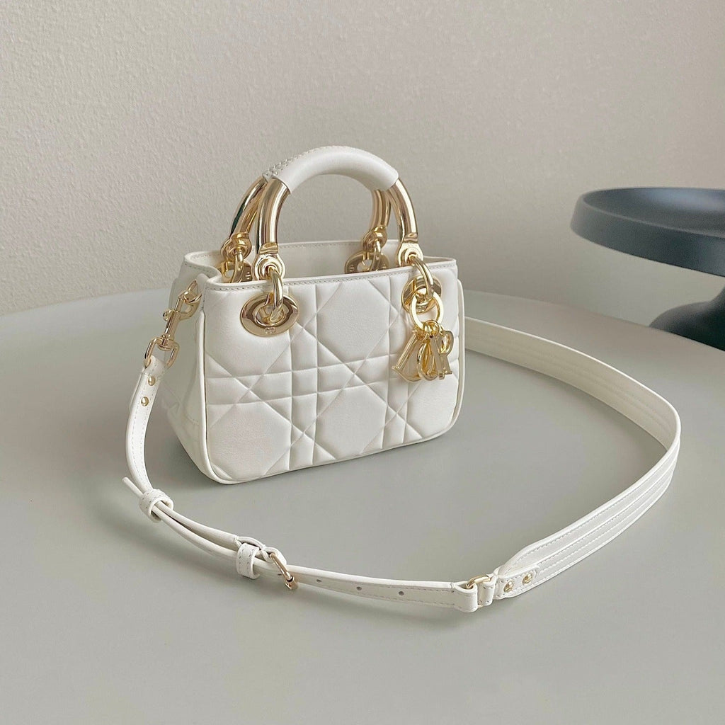Dior Mini Lady 19 in White Lambskin Bag