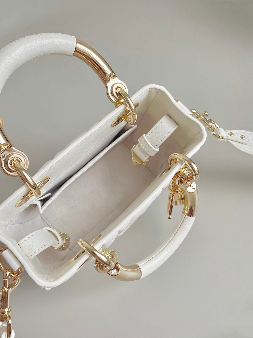 Dior Mini Lady 19 in White Lambskin Bag
