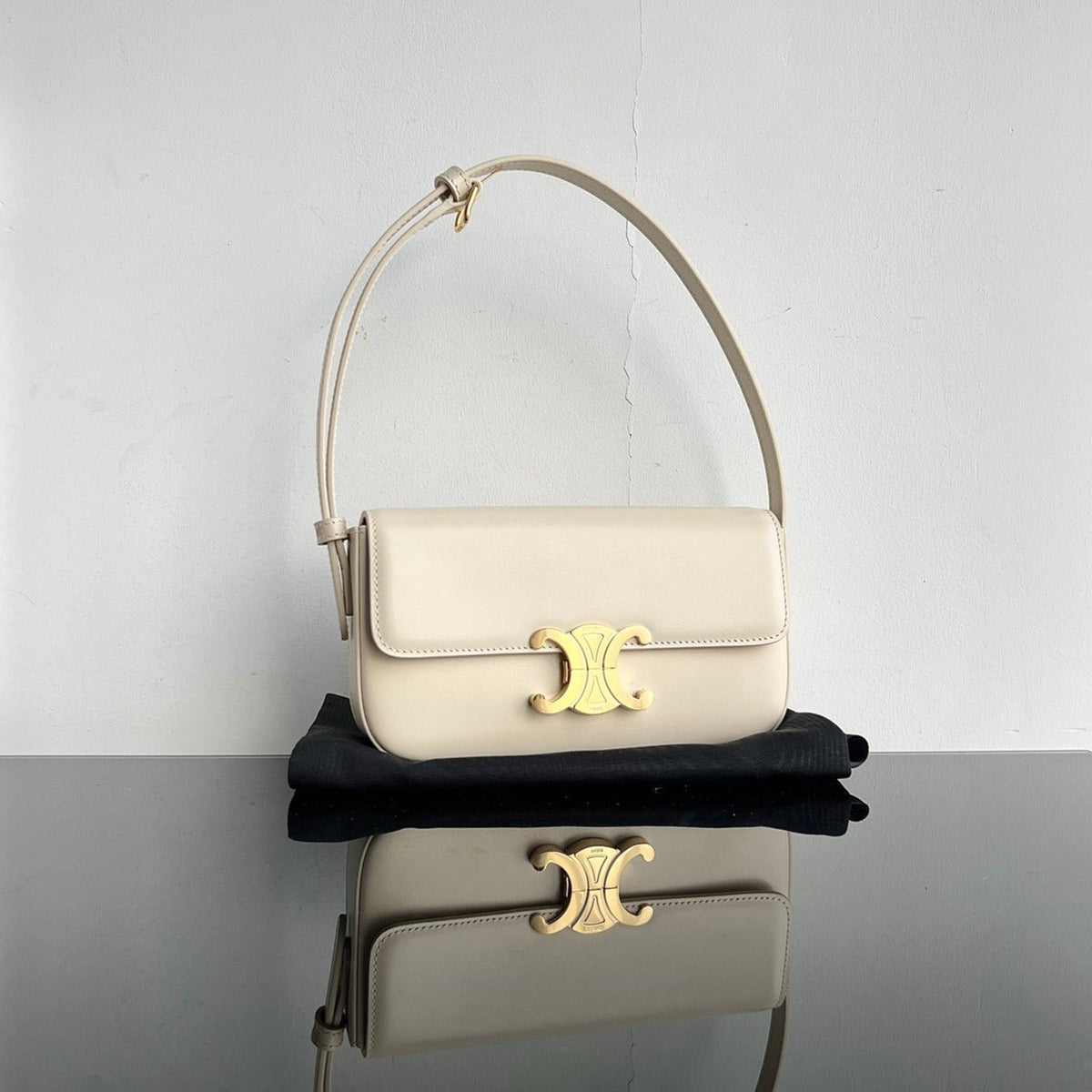Celine Triomphe 20 White Cream Calfskin Bag