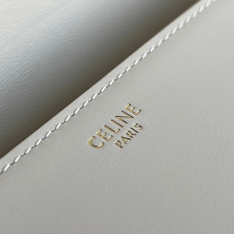 Celine Triomphe 20 White Cream Calfskin Bag