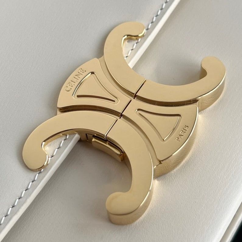 Celine Triomphe 20 White Cream Calfskin Bag