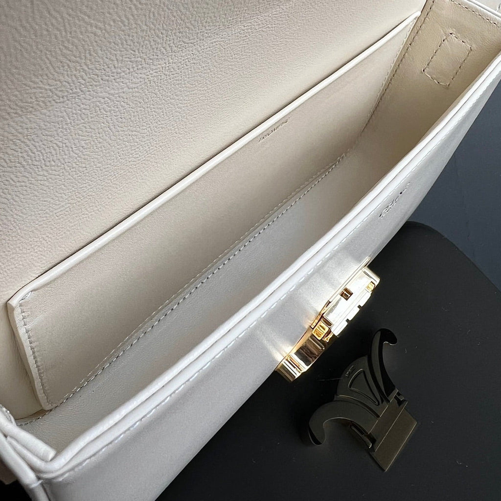 Celine Triomphe 20 White Cream Calfskin Bag