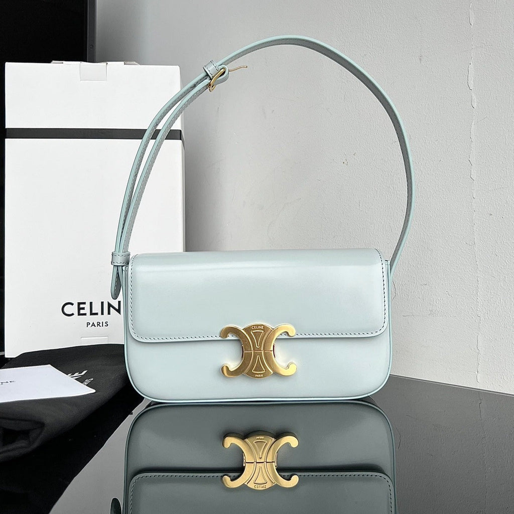 Celine Triomphe 20 Blue Pastel Calfskin Bag