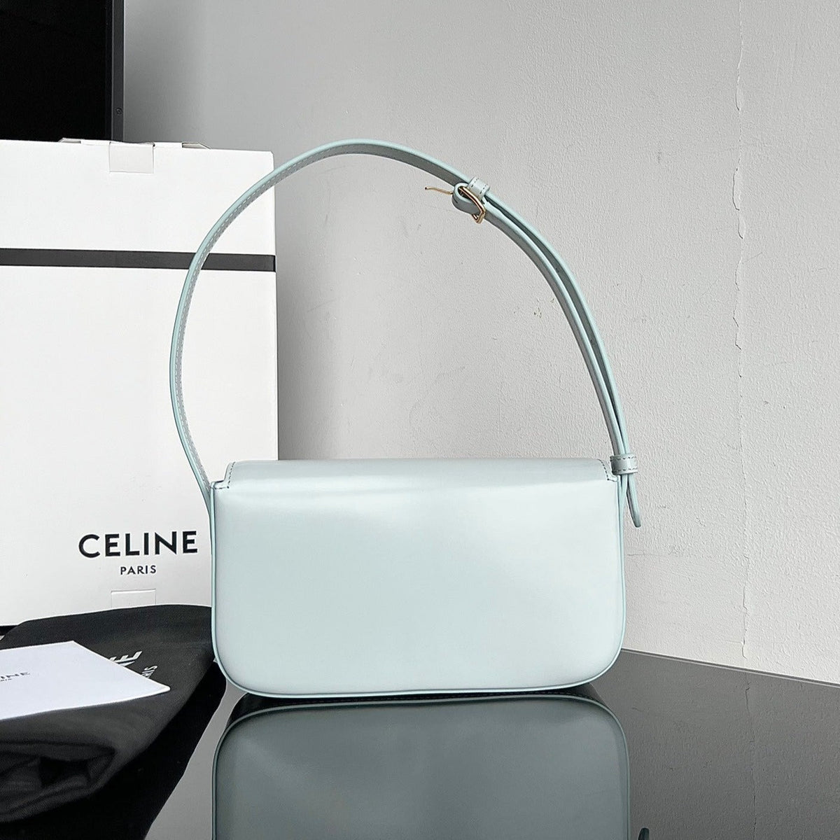 Celine Triomphe 20 Blue Pastel Calfskin Bag