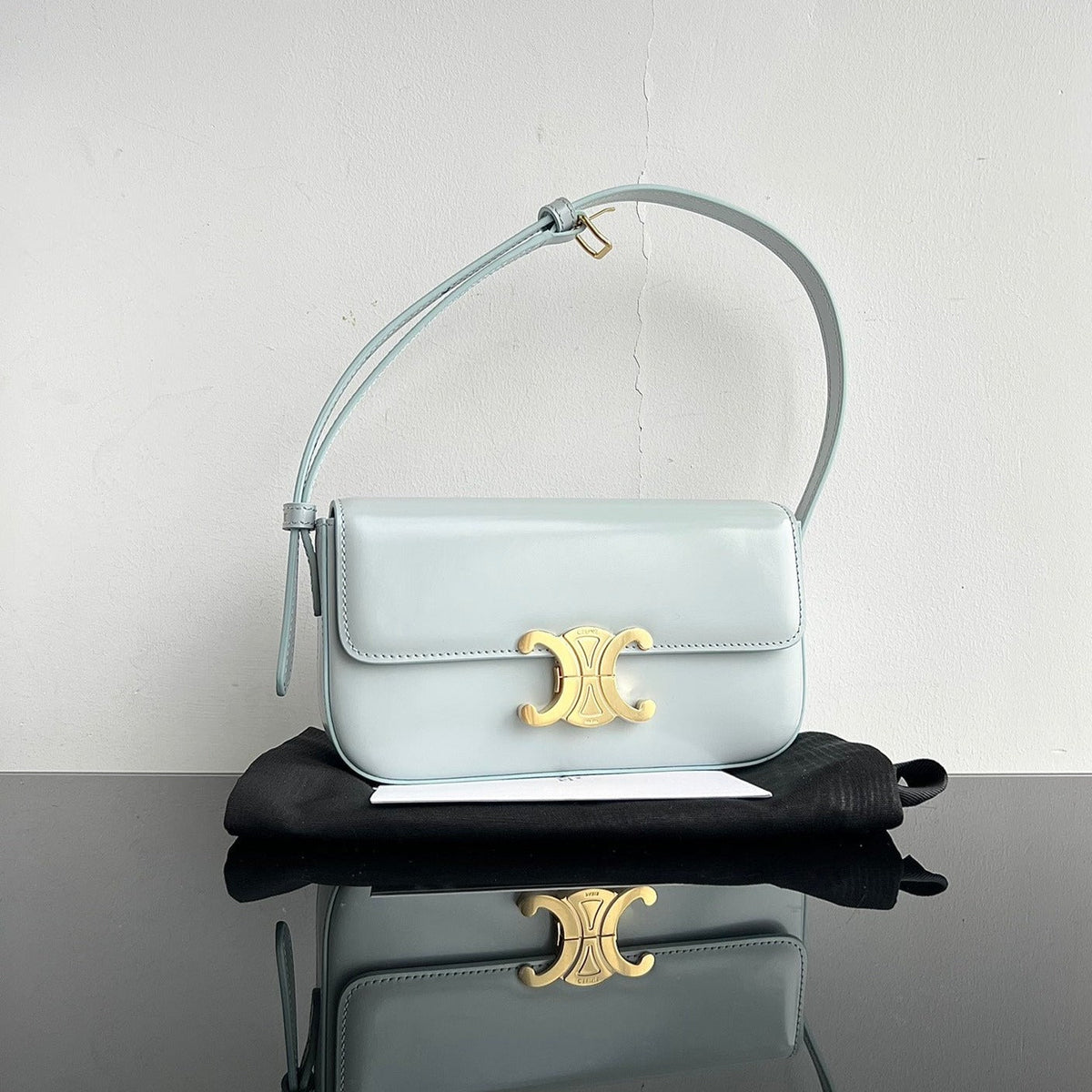 Celine Triomphe 20 Blue Pastel Calfskin Bag