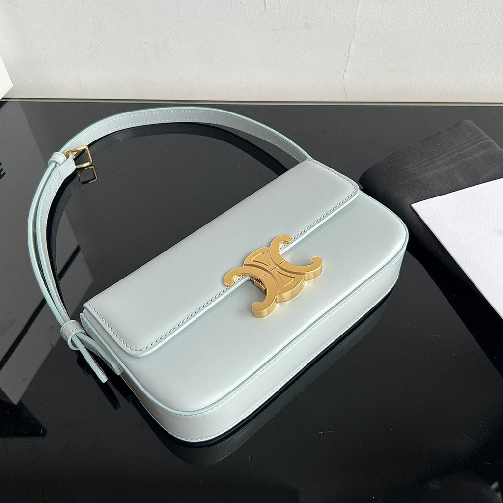 Celine Triomphe 20 Blue Pastel Calfskin Bag