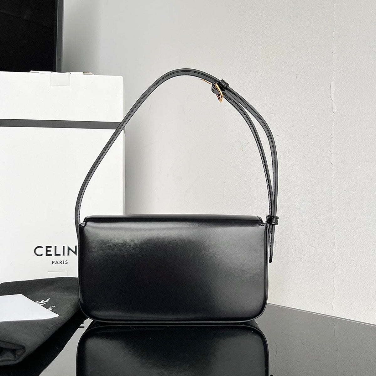 Celine Triomphe 20 Black Calfskin Bag