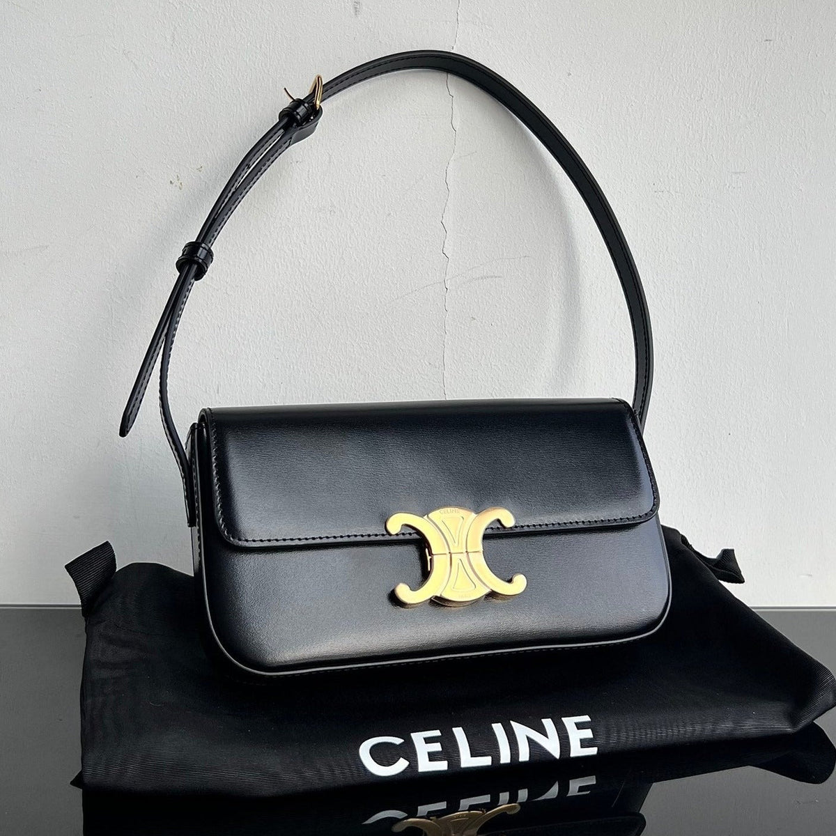 Celine Triomphe 20 Black Calfskin Bag