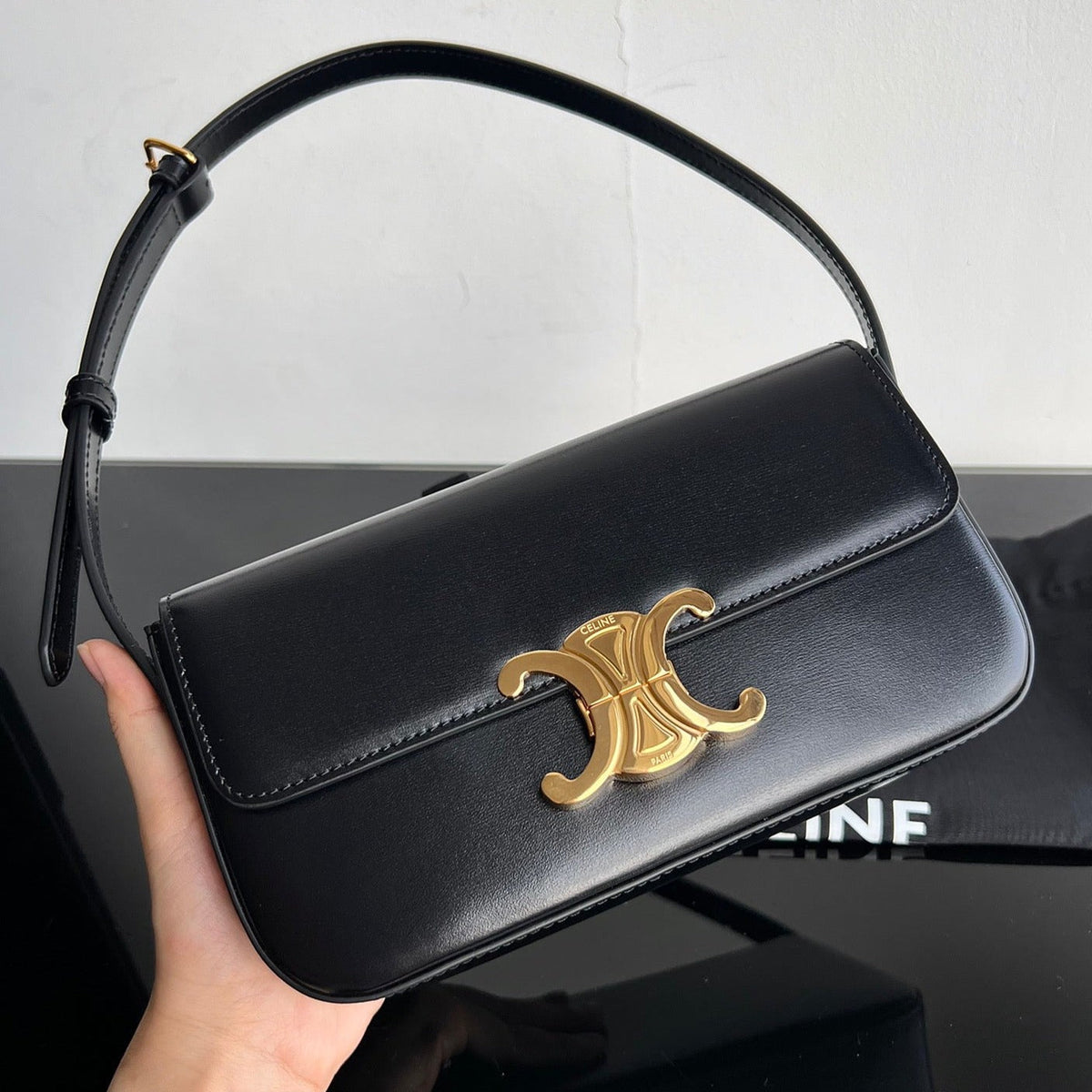 Celine Triomphe 20 Black Calfskin Bag