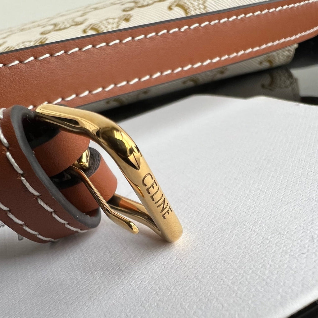 Celine Triomphe 20 White Pattern Calfskin Bag