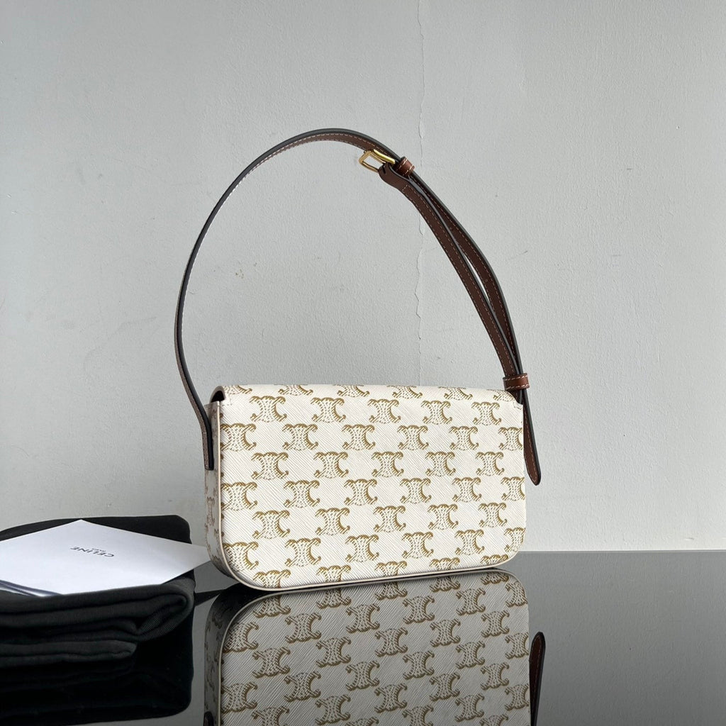 Celine Triomphe 20 White Pattern Calfskin Bag