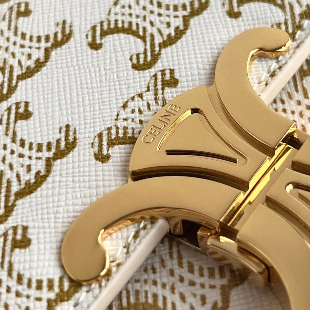 Celine Triomphe 20 White Pattern Calfskin Bag