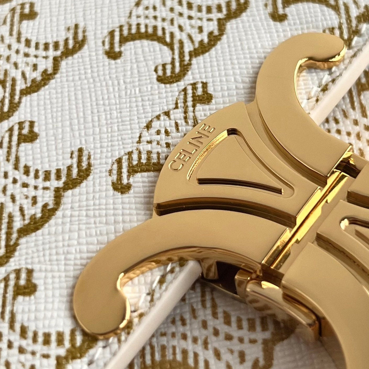 Celine Triomphe 20 White Pattern Calfskin Bag