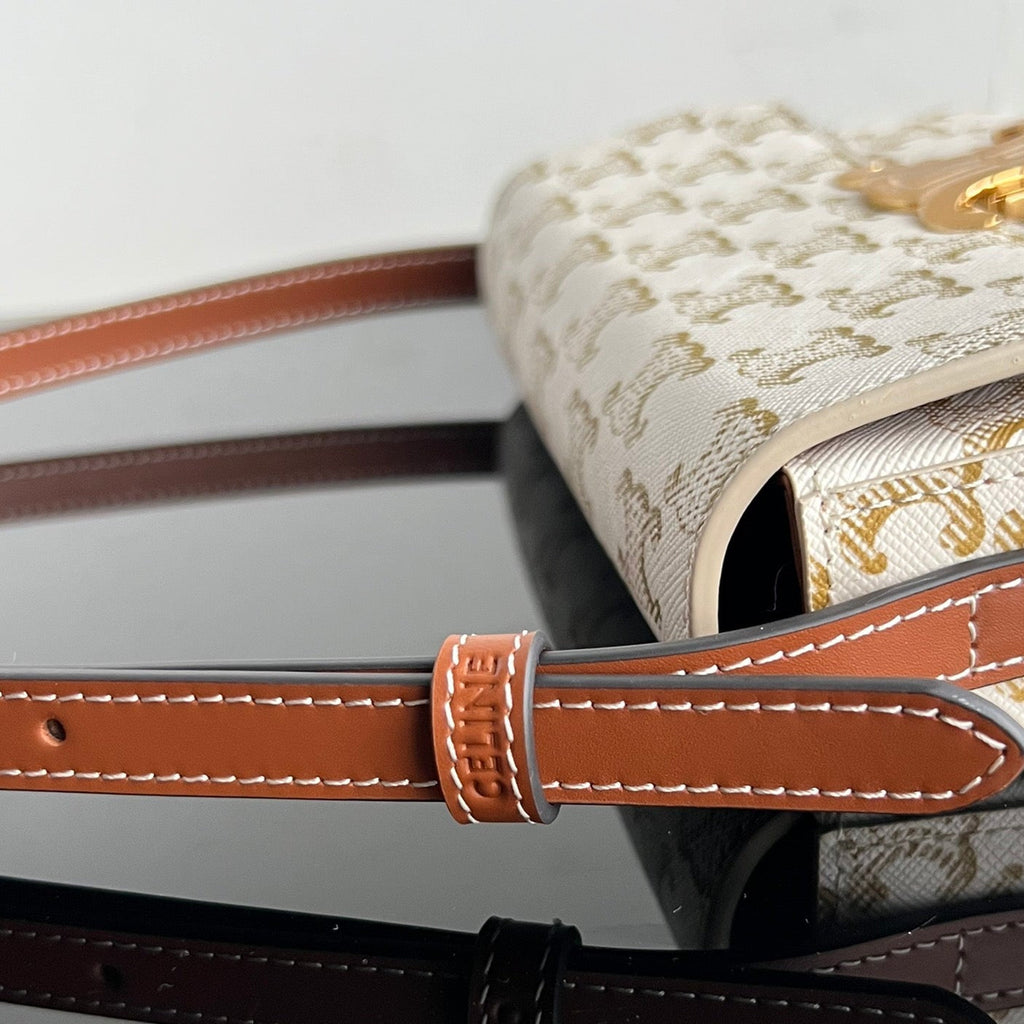 Celine Triomphe 20 White Pattern Calfskin Bag