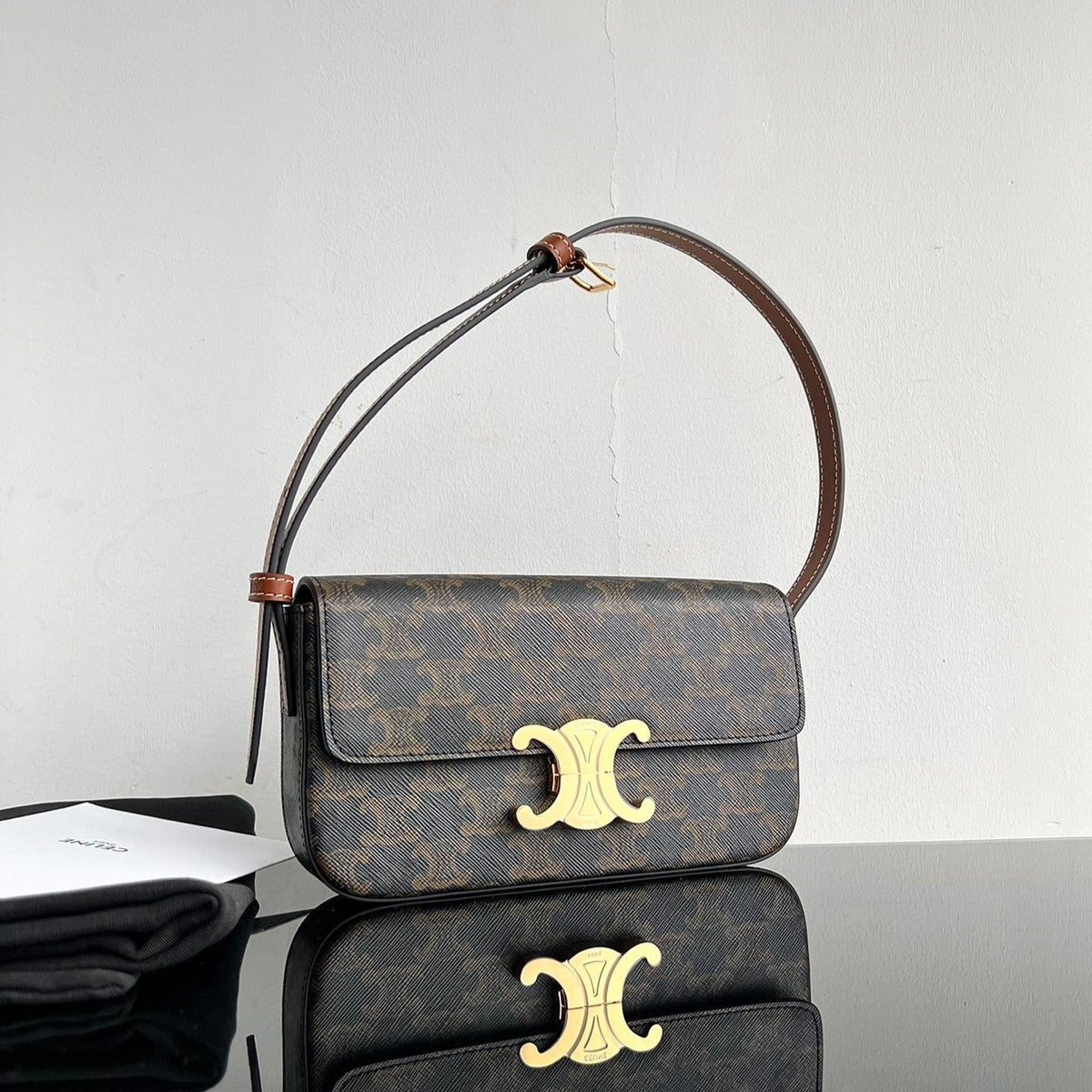 Celine Triomphe 20 Tan Calfskin Bag