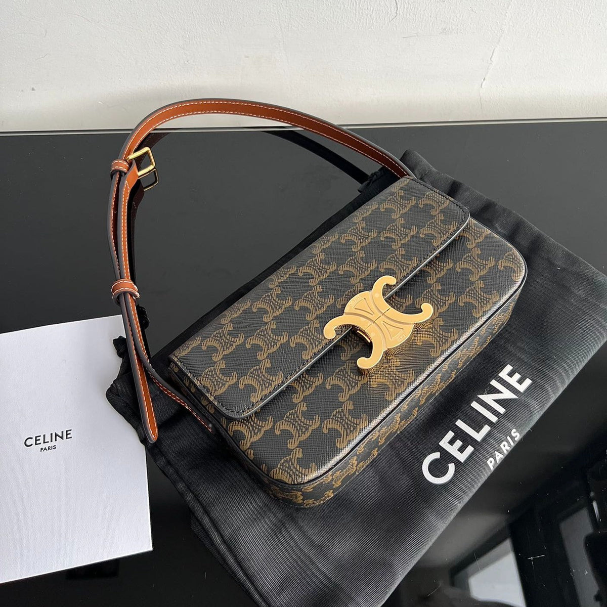 Celine Triomphe 20 Tan Calfskin Bag