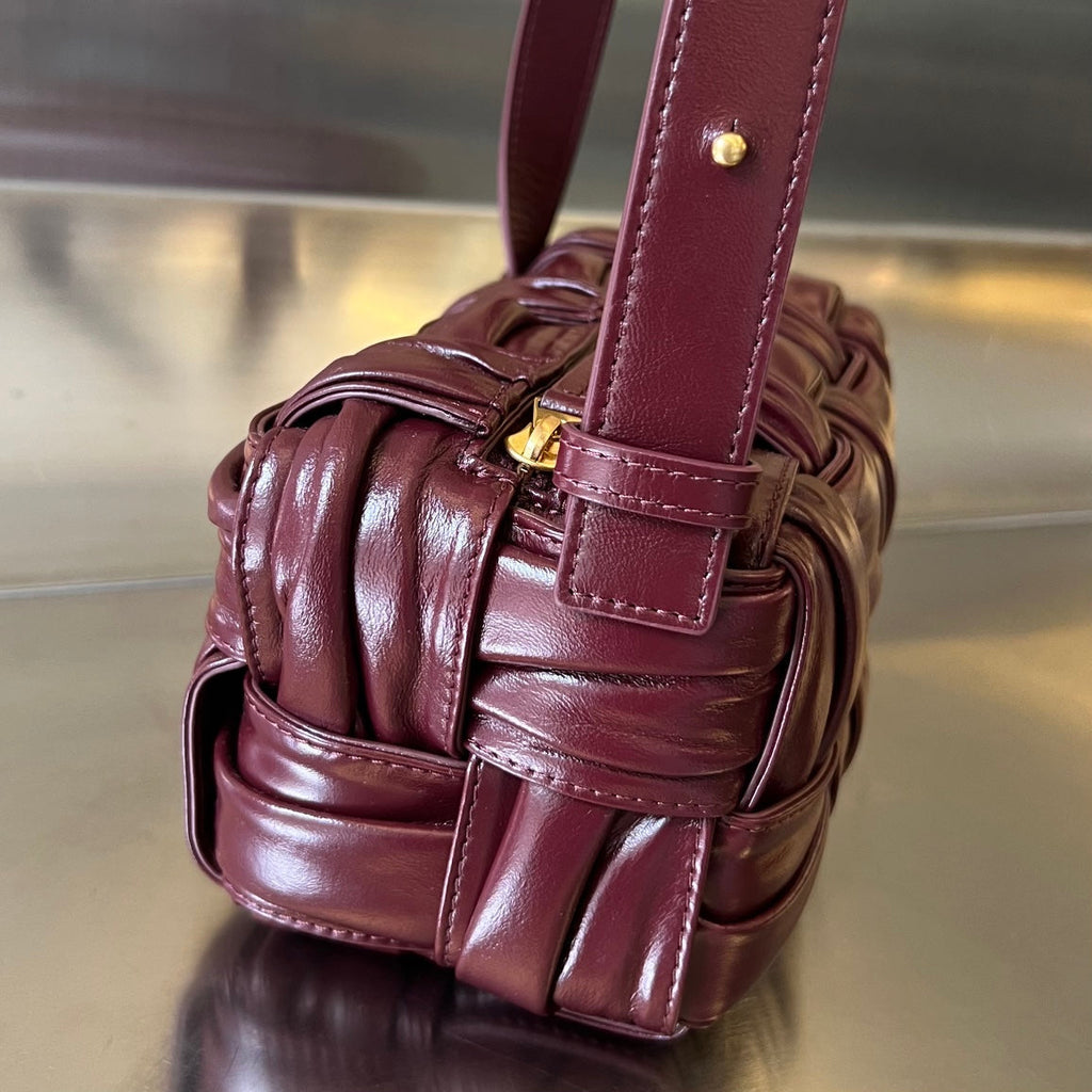 Bottega Veneta Small Brick Cassette 23 in Wine Red Soft Lambskin Bag