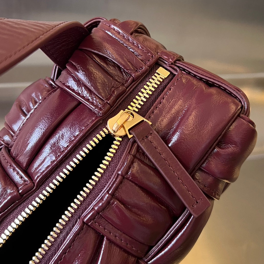 Bottega Veneta Small Brick Cassette 23 in Wine Red Soft Lambskin Bag