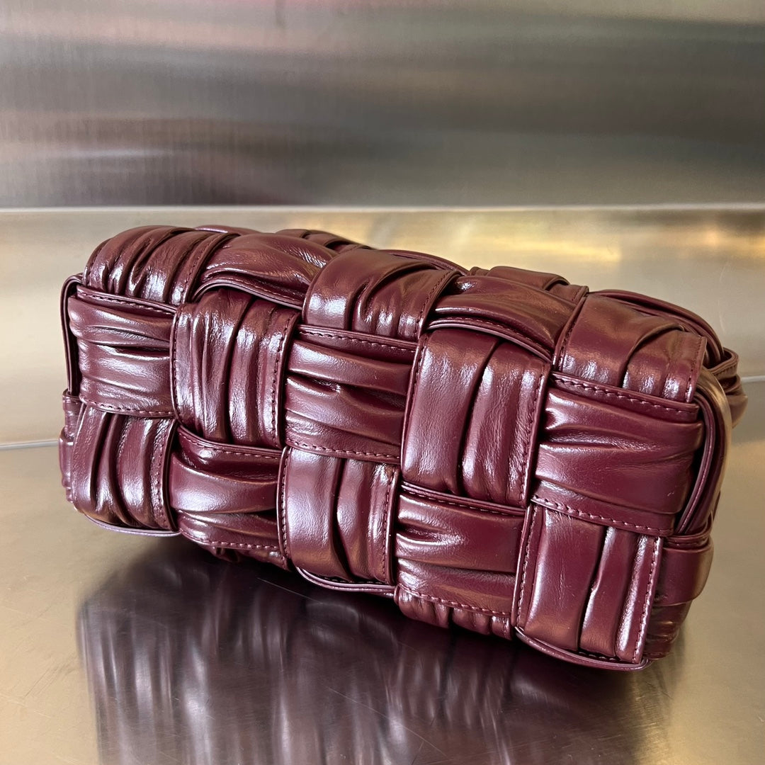 Bottega Veneta Small Brick Cassette 23 in Wine Red Soft Lambskin Bag