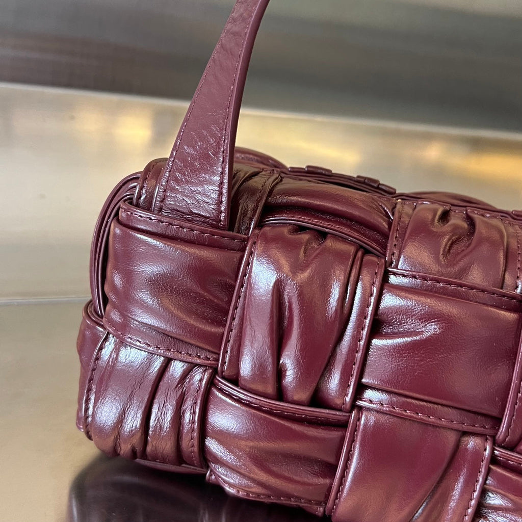 Bottega Veneta Small Brick Cassette 23 in Wine Red Soft Lambskin Bag