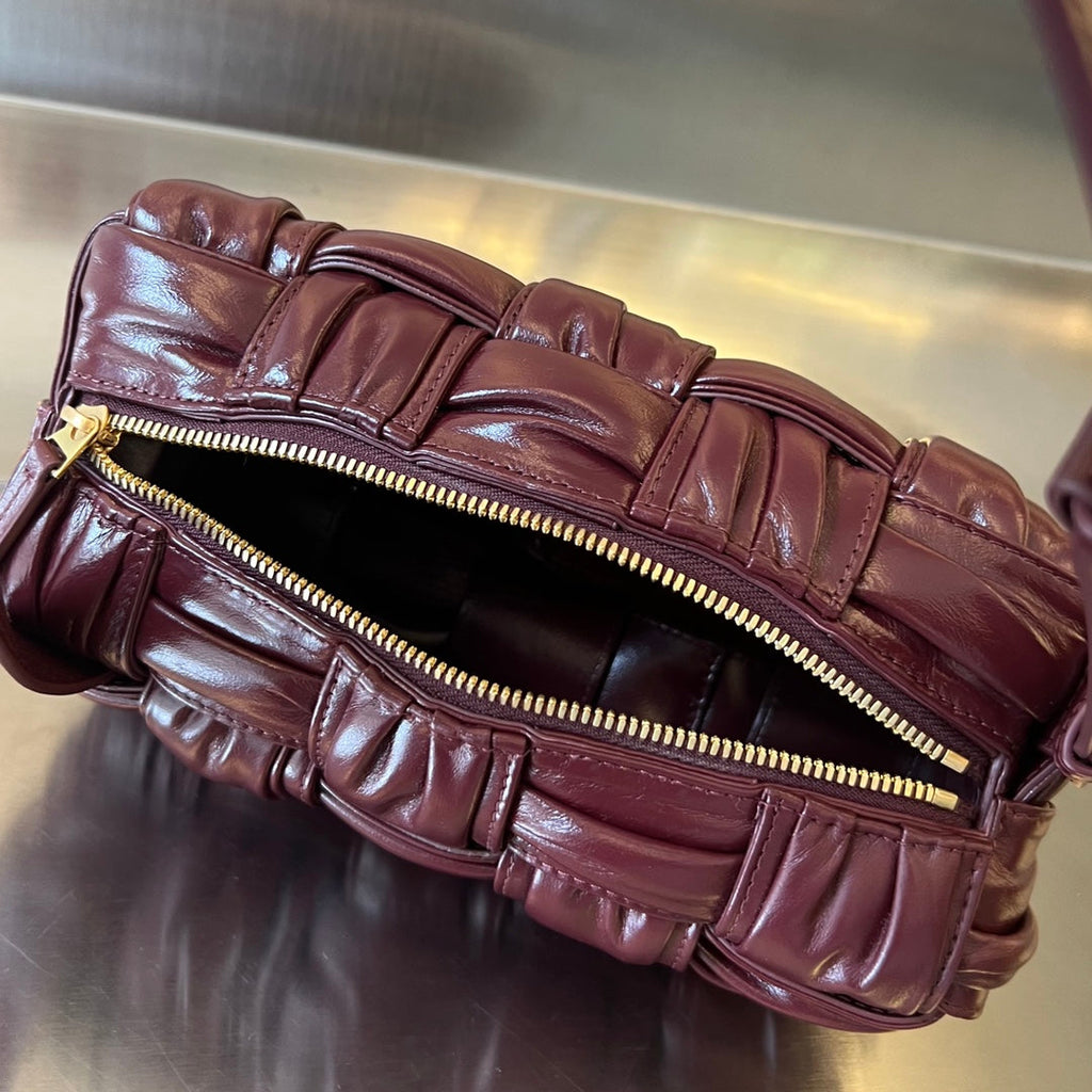 Bottega Veneta Small Brick Cassette 23 in Wine Red Soft Lambskin Bag