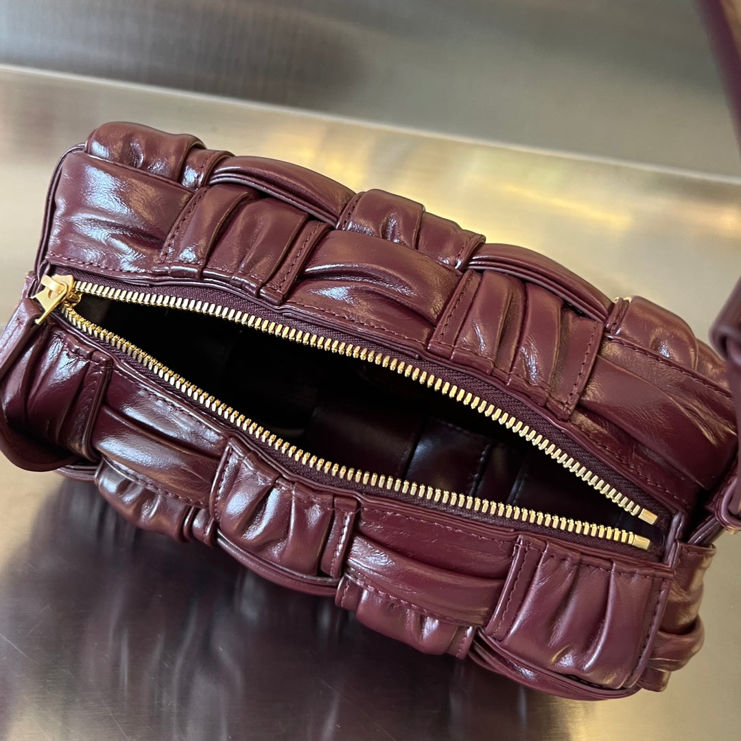 Bottega Veneta Small Brick Cassette 23 in Wine Red Soft Lambskin Bag