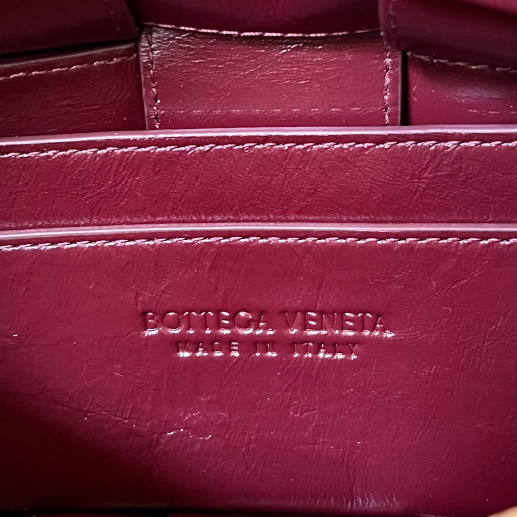 Bottega Veneta Small Brick Cassette 23 in Wine Red Soft Lambskin Bag