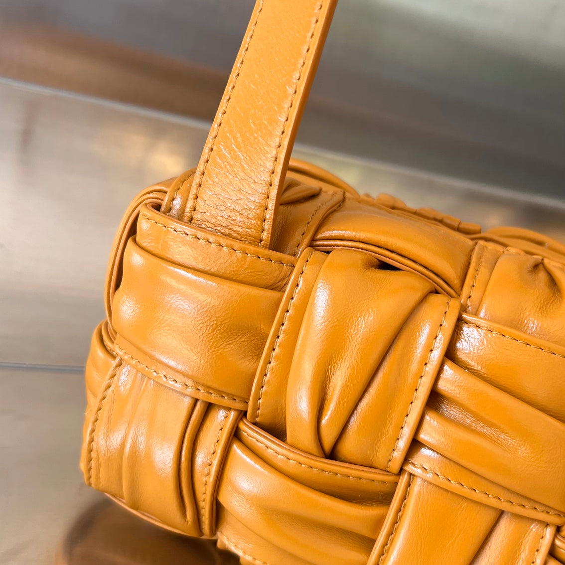 Bottega Veneta Small Brick Cassette 23 in Sandstone Orange Soft Lambskin Bag