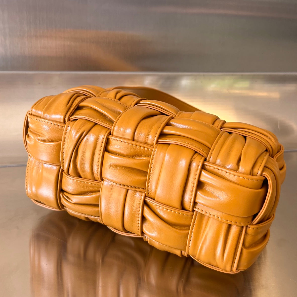 Bottega Veneta Small Brick Cassette 23 in Sandstone Orange Soft Lambskin Bag