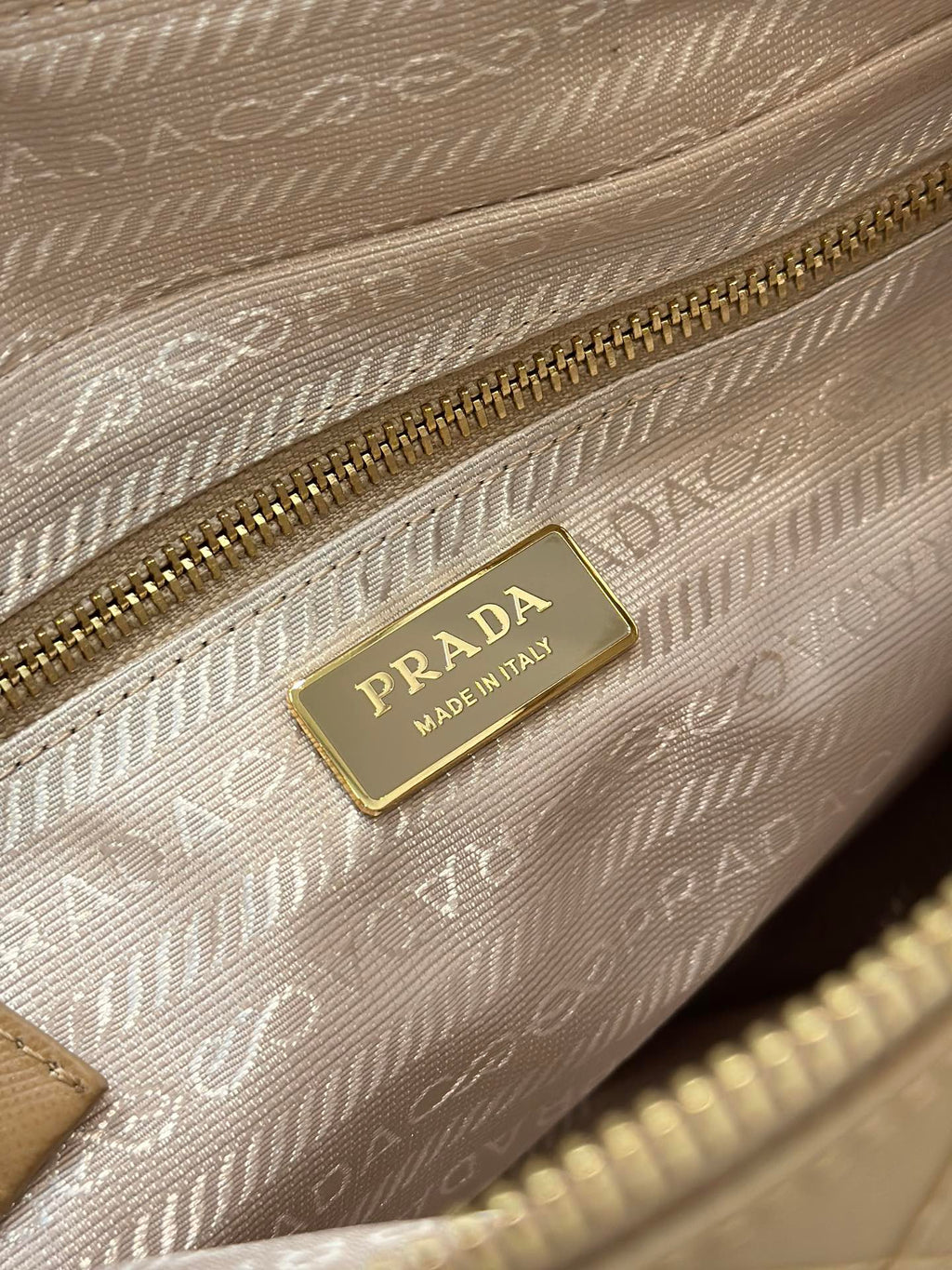 Prada Vintage Hobo Bag 25 in Light French Beige Quilted Nylon Gold Hardware