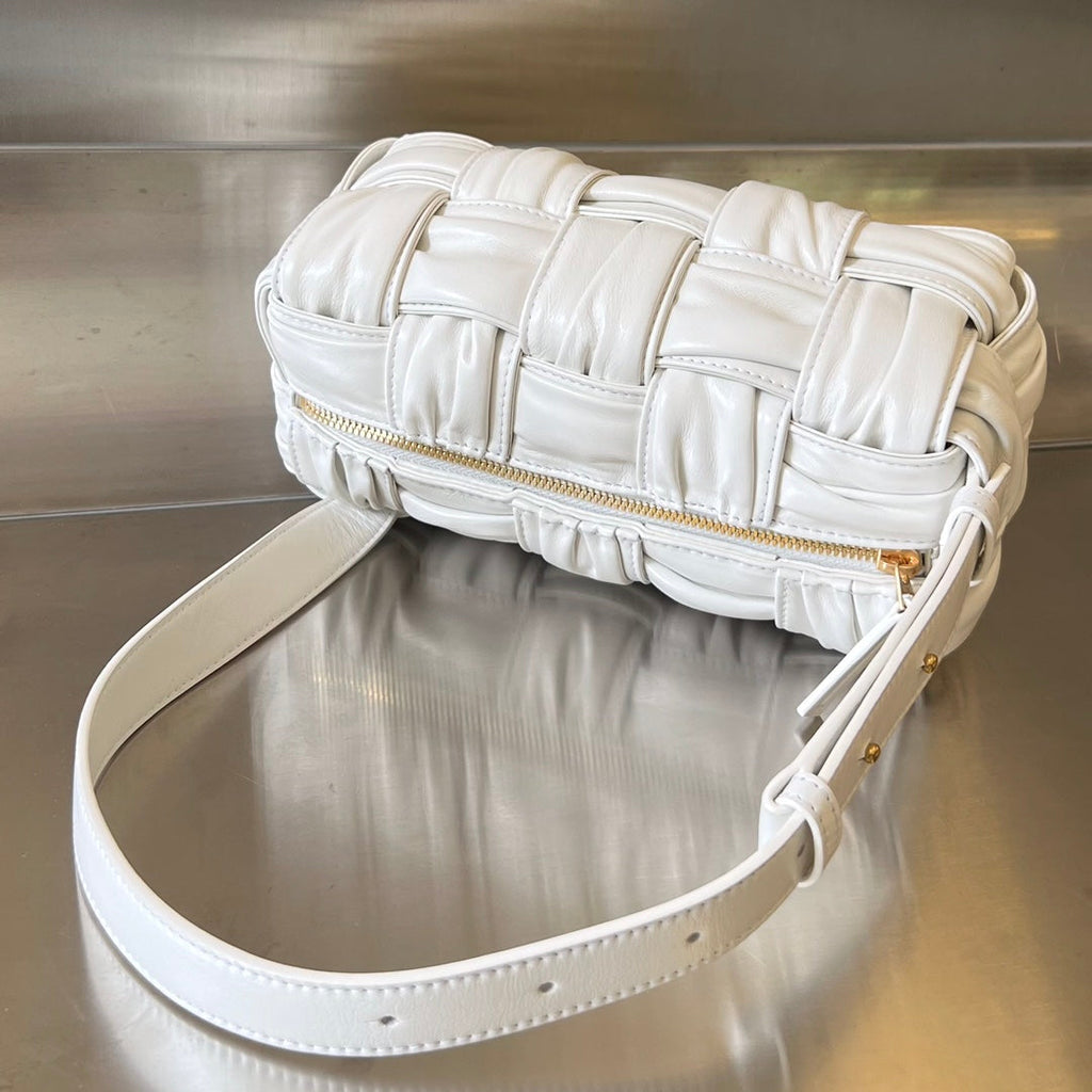 Bottega Veneta Small Brick Cassette 23 in White Soft Lambskin Bag