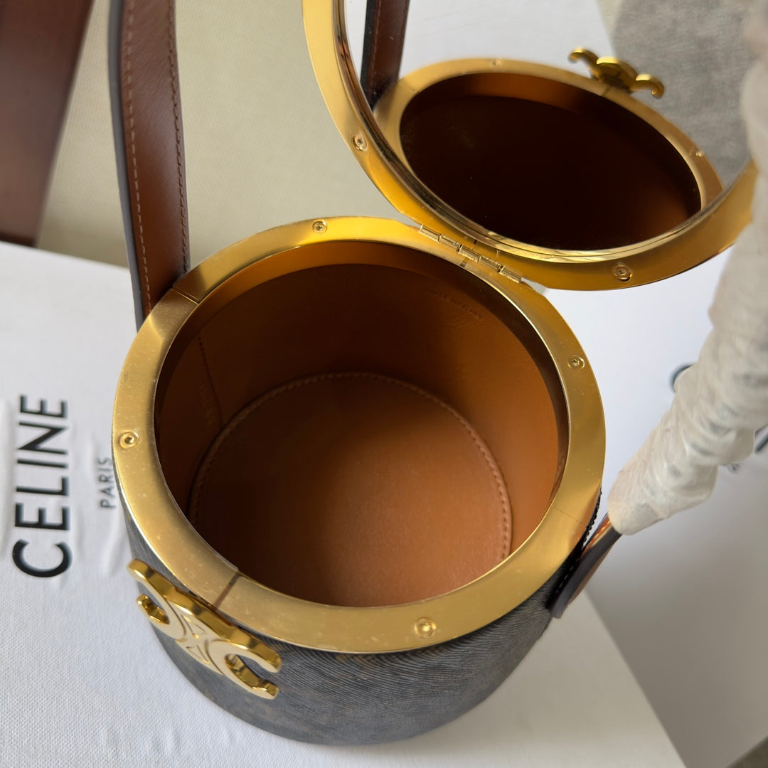 Celine Nina Minaudiere 13 in Black Triomphe Canvas Gold Hardware
