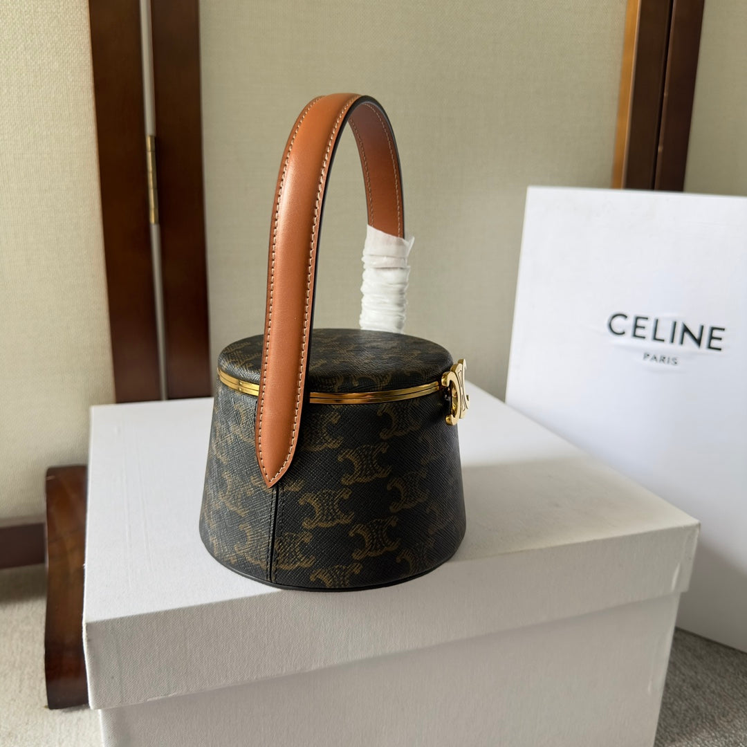 Celine Nina Minaudiere 13 in Black Triomphe Canvas Gold Hardware