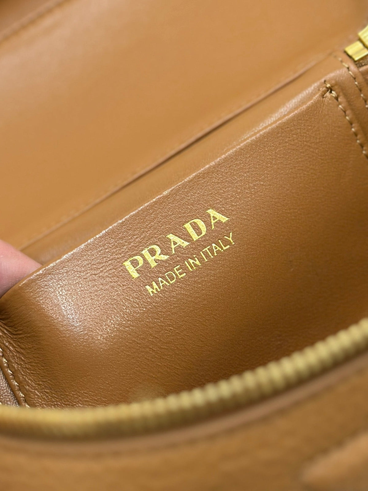 Prada Vanity Case 18 in Russet Brown Grained Calfskin Gold Hardware