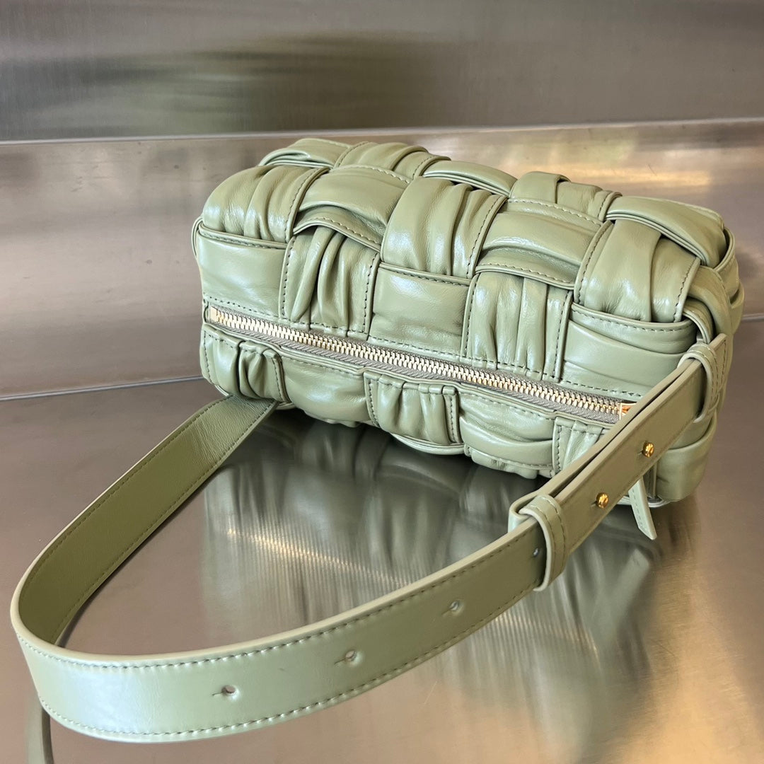 Bottega Veneta Small Brick Cassette 23 in Swamp Green Soft Lambskin Bag