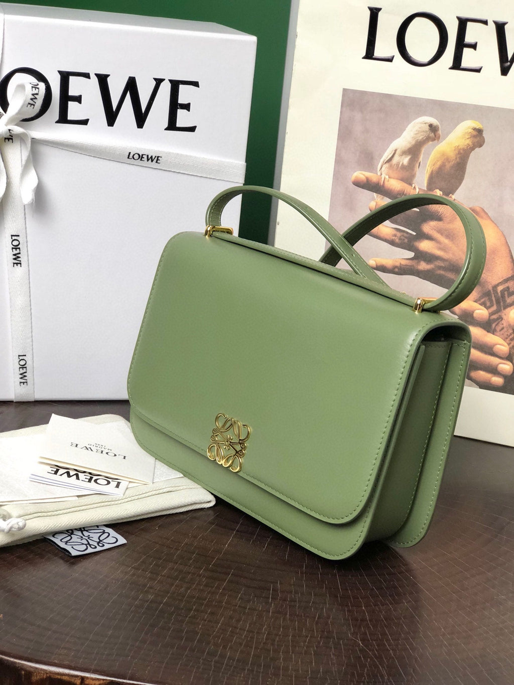 Loewe Goya Bag 23 in Avocado Green Silk Calfskin