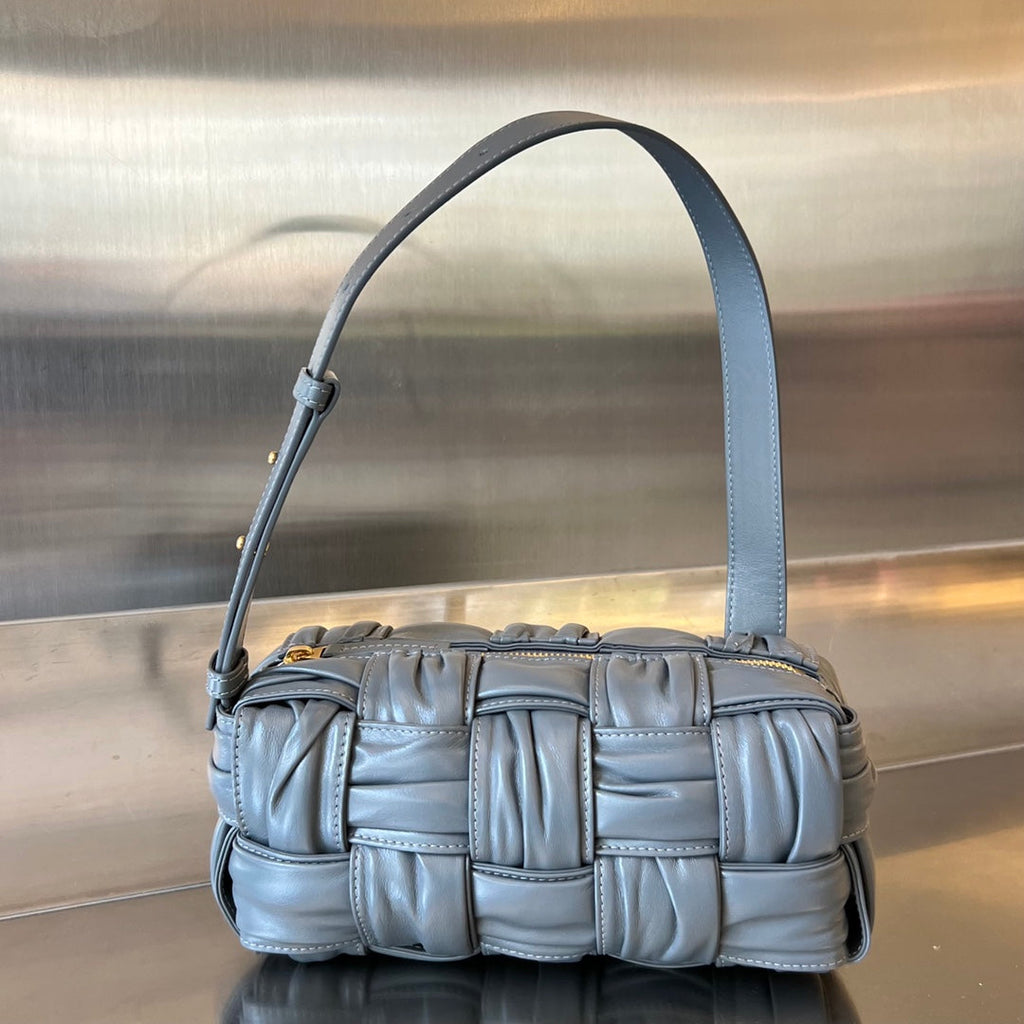Bottega Veneta Small Brick Cassette 23 in Zinc Gray Soft Lambskin Bag